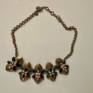J. Crew Gold and Purple Floral Necklace